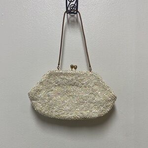 Elegant Cream Sequin Clutch